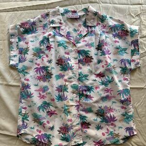 Tropical Floral Women's Button Down Shirt